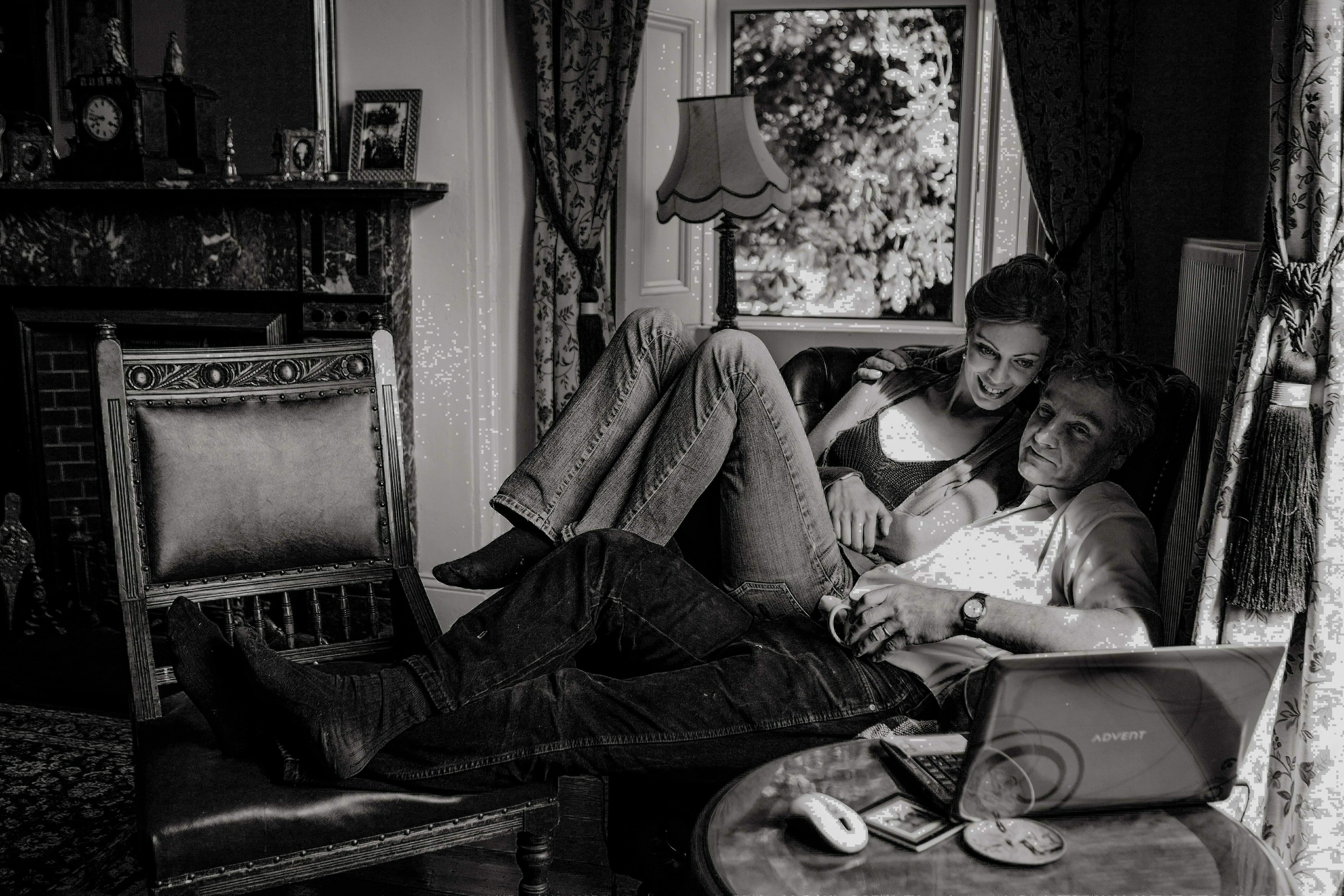 A documentary style photograph of bride with her father on the morning of her Boston Wedding