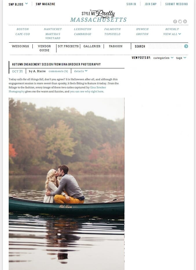 Fall Love Story Session along the charles river, boston with a canoe