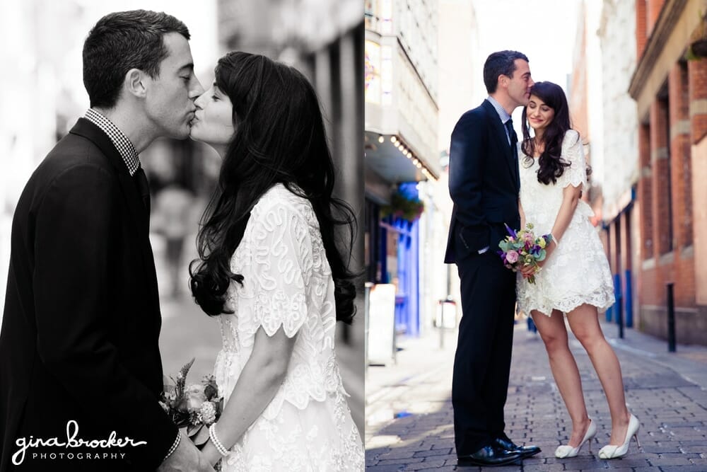 Sweet Bride and Groom portraits in city