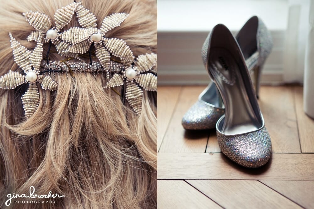 Bridal Hair Accessories Silver Wedding Shoes