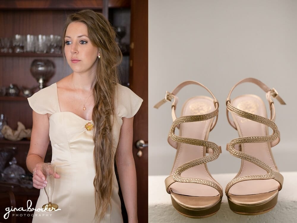 Vintage Bridesmaid Gold Shoes Boston Wedding Photographer