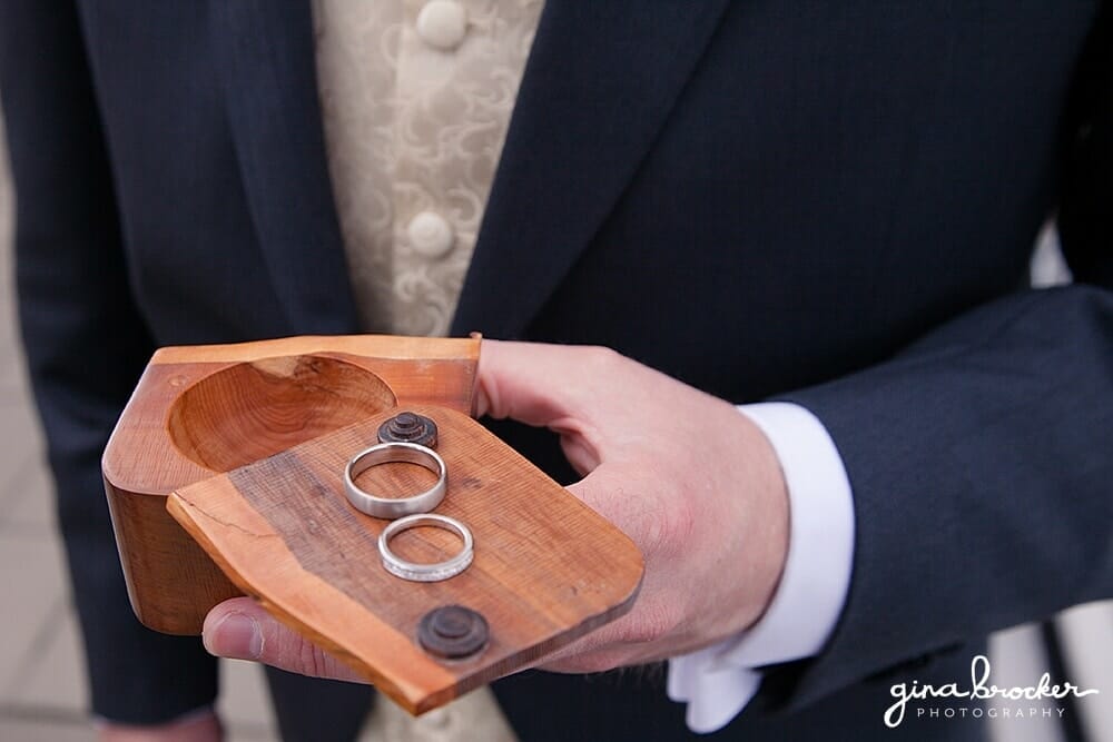 Wedding Rings in Wooden Box Wedding Rings Boston Wedding Photographer