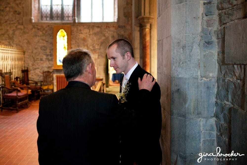Priest talks to groom before the ceremony Priest talks to Groom before the Ceremony
