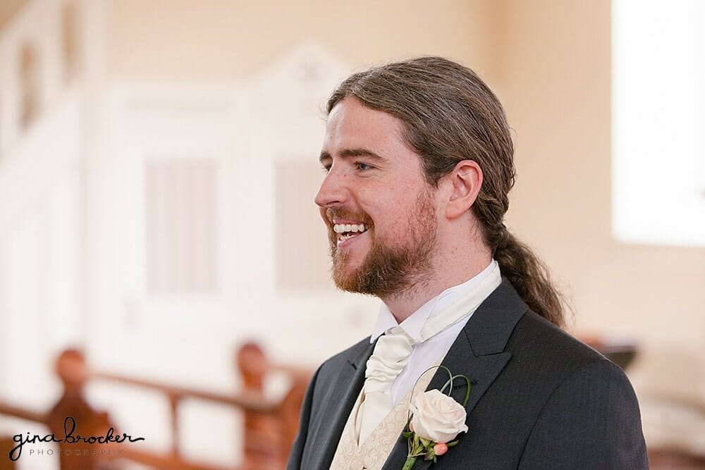 Groom in Church Groom Church Boston Wedding Photographer