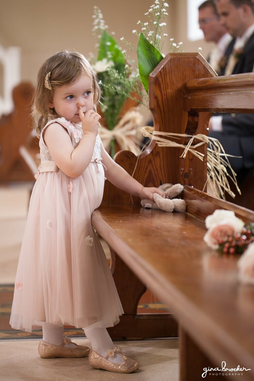Flower Girl wearing pink in Church
