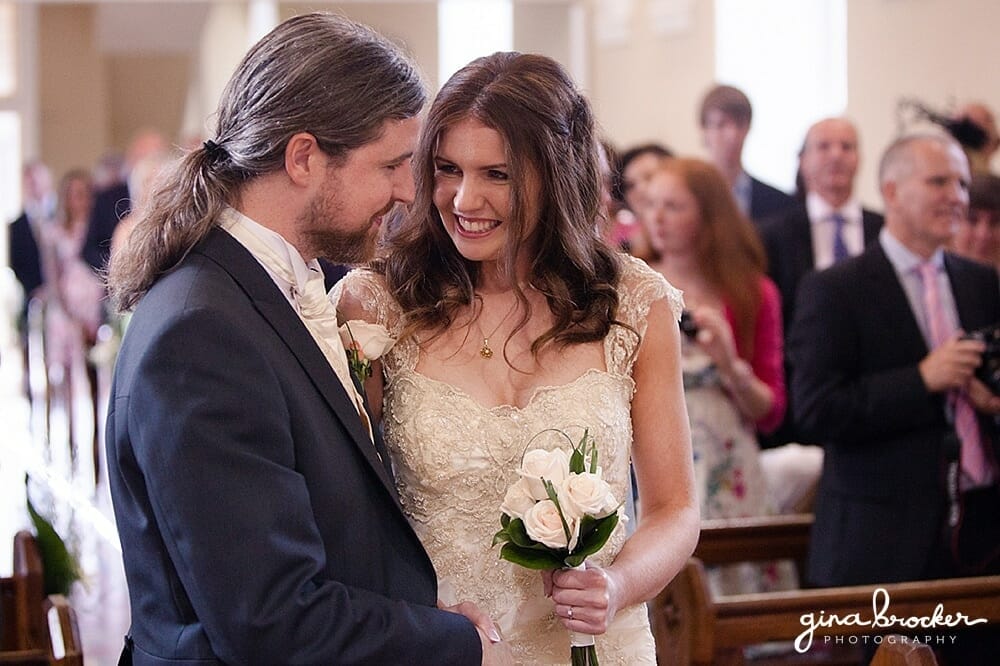 Bride and Groom in Church Church Ceremony Boston Wedding Photographer