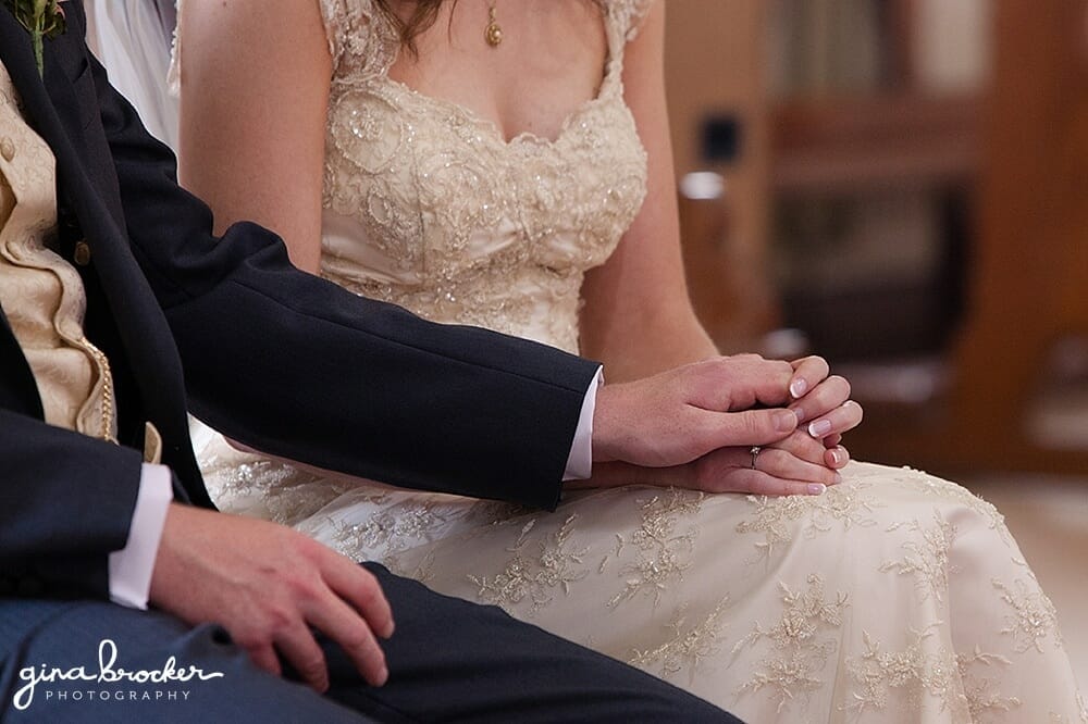 Vintage and Gold Wedding Holding Hands Boston Wedding Photographer