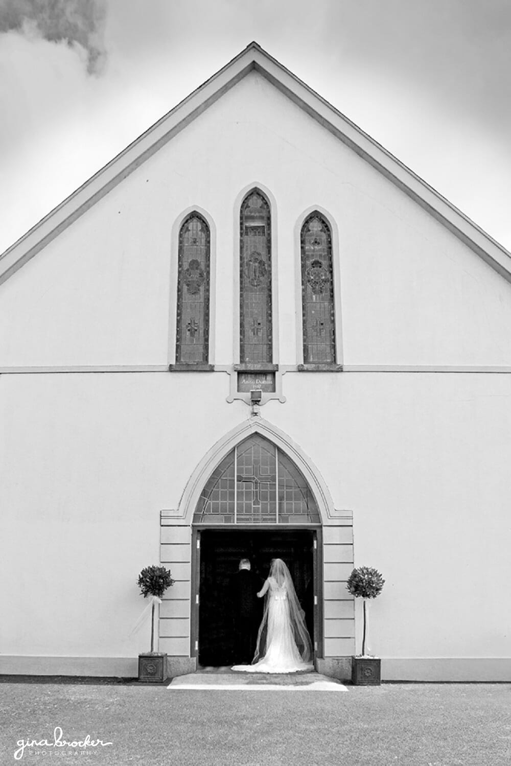 Bride and Father Walking into Church 09.Bride.Father.Outside.Church.Boston.Wedding.Photographer