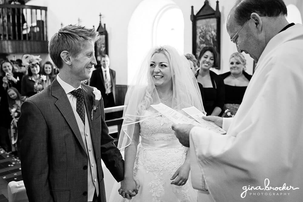 Bride and Groom exchanging vows Bride and groom exchanging vows in church ceremony