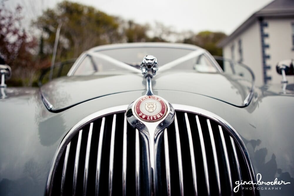 silver jaguar wedding car