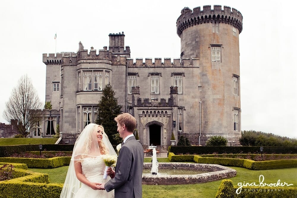 Bride and Groom with castle bride and groom with castle