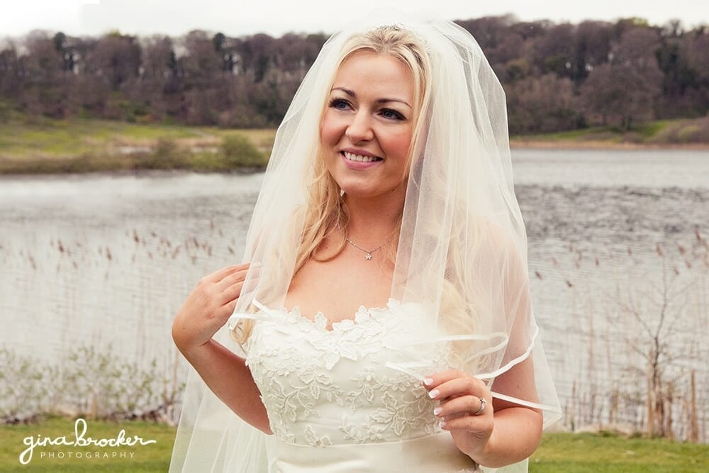 classic bride by lake