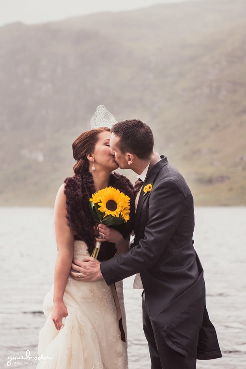 Bride And Groom Kissing At Rustic Mountain Wedding Romantic Wedding Portrait