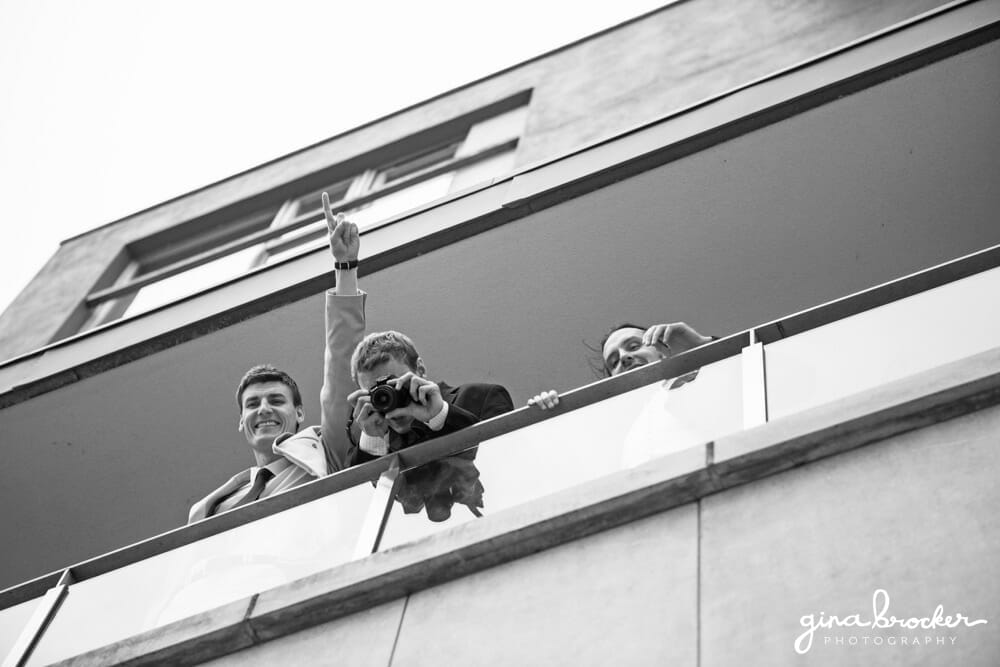 Wedding Guests Cheer for Bride and Groom