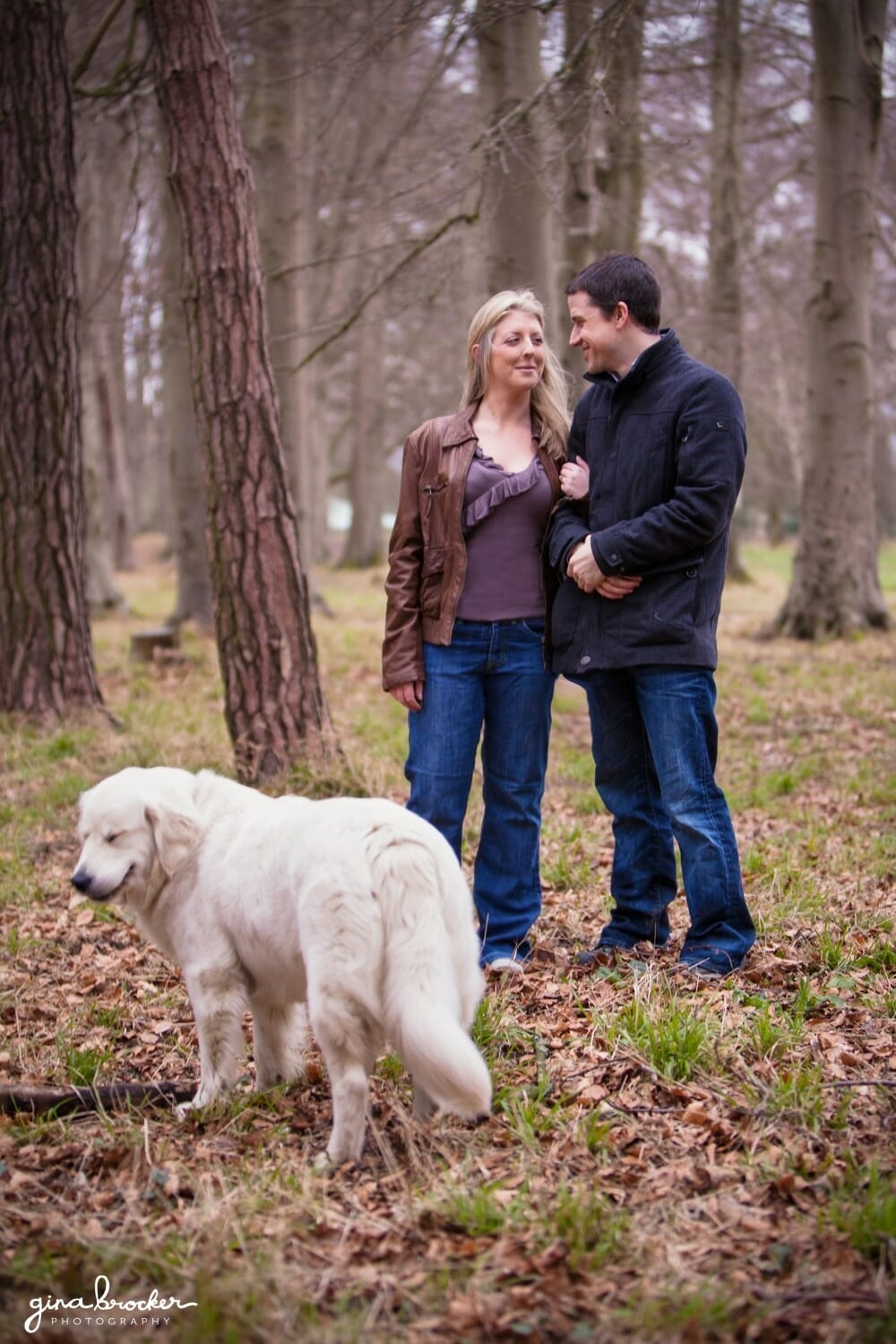 Relaxed Woodsy Engagement with Dog in Boston