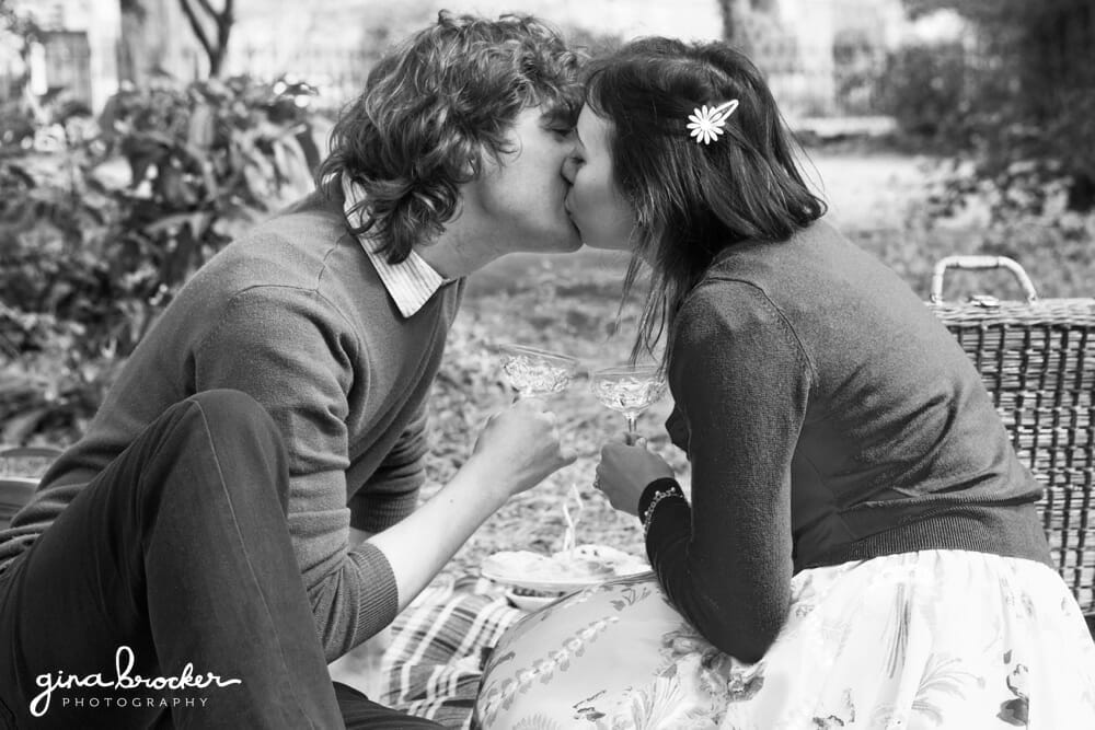 A sweet kiss during a Boston love story session