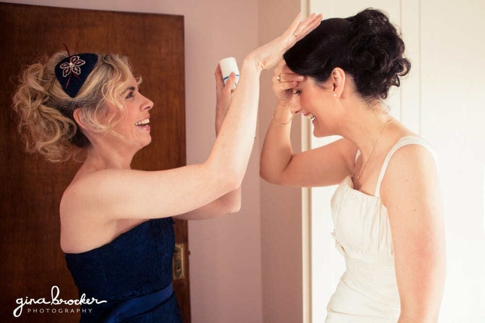 Bride and Bridesmaid Getting Ready 07.Relaxed.Rustic.Wedding.Dress