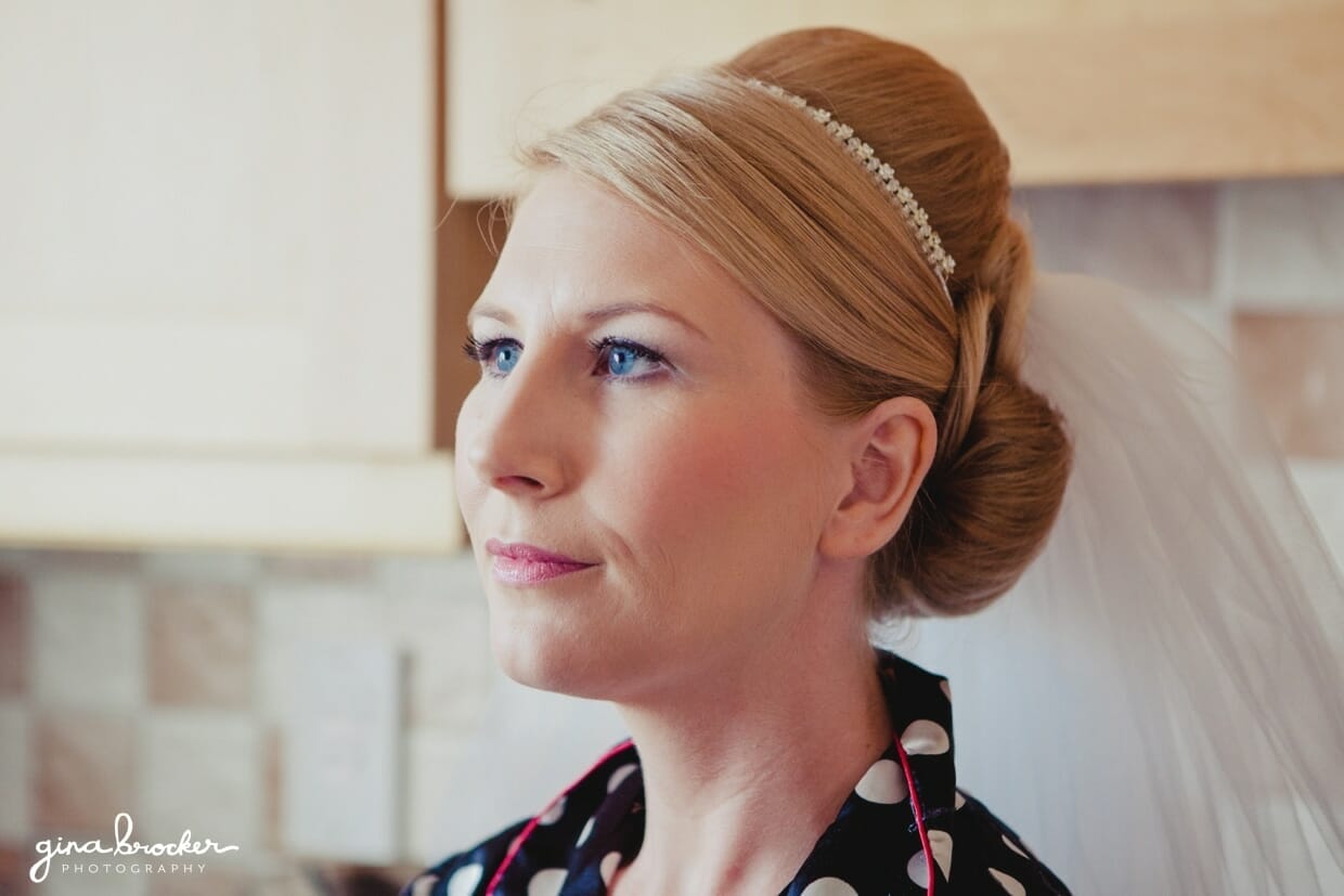 02.Bridal.Makeup.Portrait A candid portrait of a bride after she gets her makeup done on the morning of her wedding