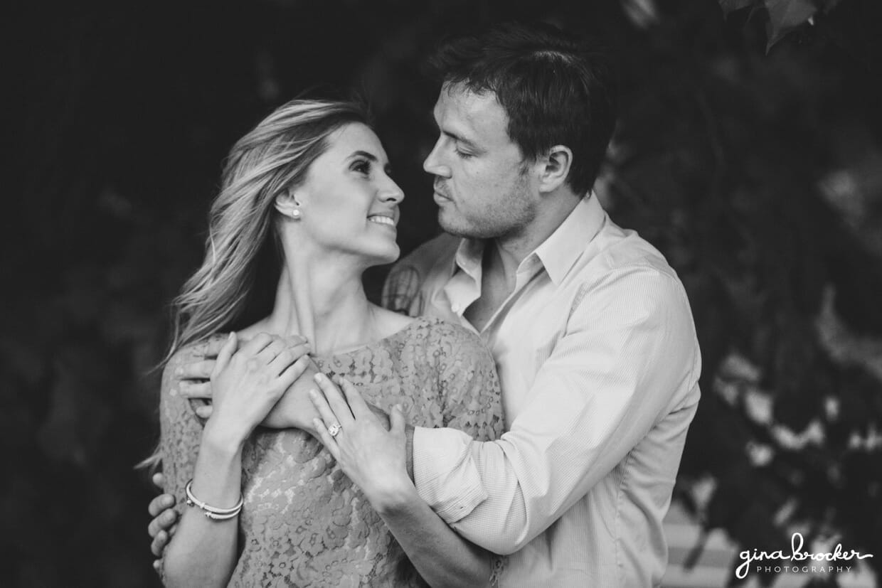 A romantic portrait of a couple during their engagement session in prospect park, brooklyn, new york