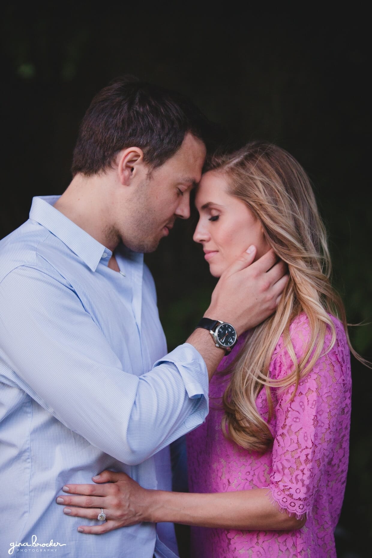 A beautiful photograph of a couple during their sweet sunset engagement session in Boston, massachusetts
