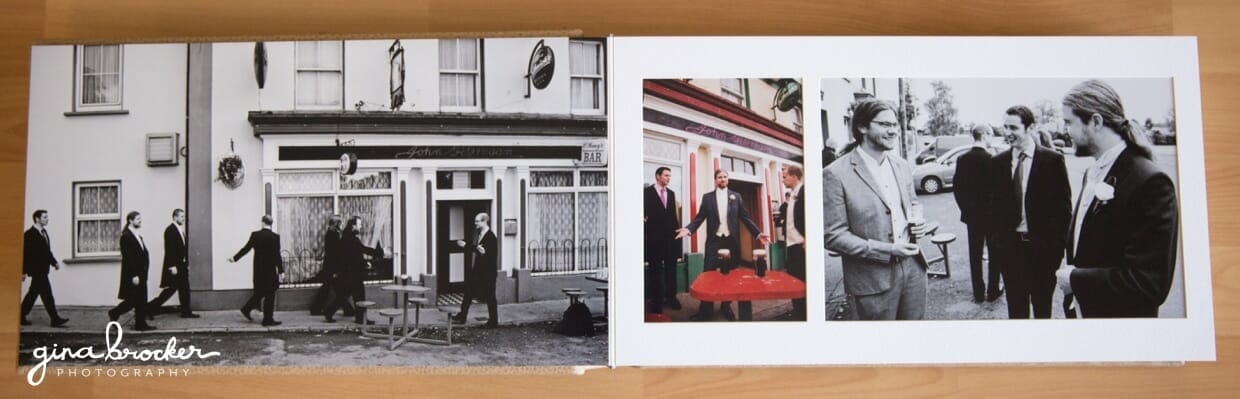 A beautiful wedding album that combines flushmount pages with bespoke mat pages