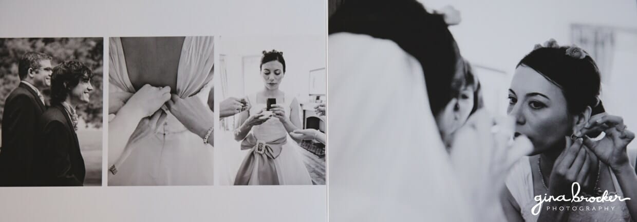 Flush mount wedding album layout with Boston wedding