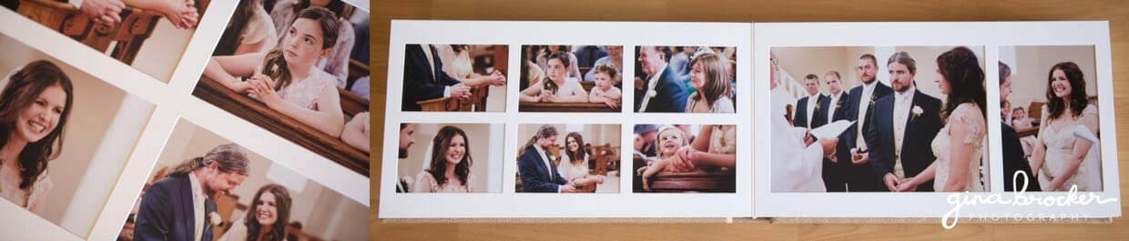 A premium wedding album with bespoke mat pages
