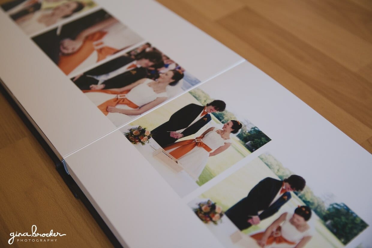 Flush mount wedding album designed by gina brocker photography