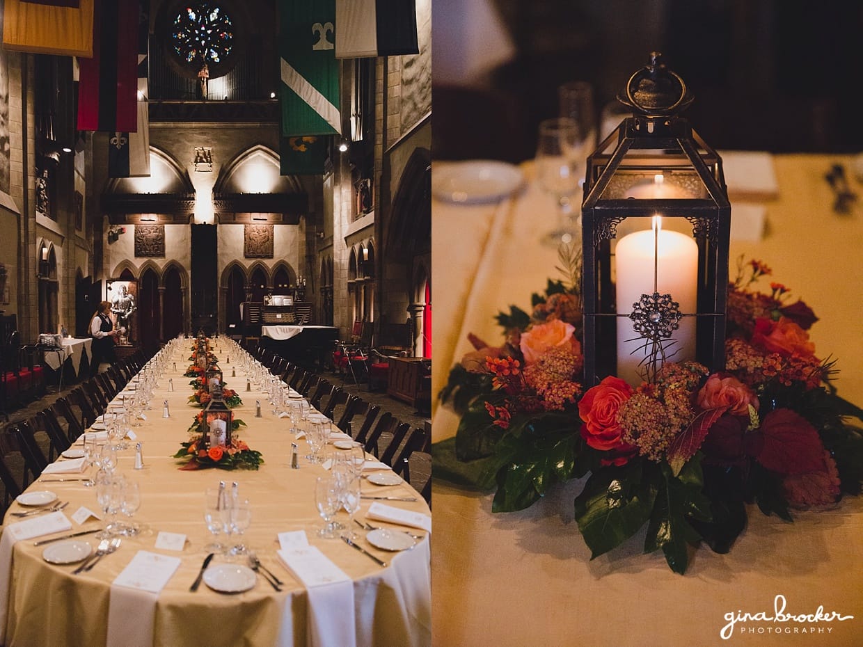 Fall wedding decor at Hammond Castle