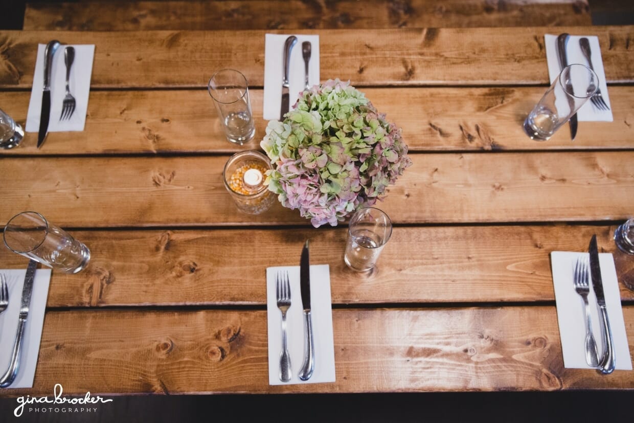 Rustic rehearsal dinner decor at Back Yard BBQ in Nantucket, Massachusetts