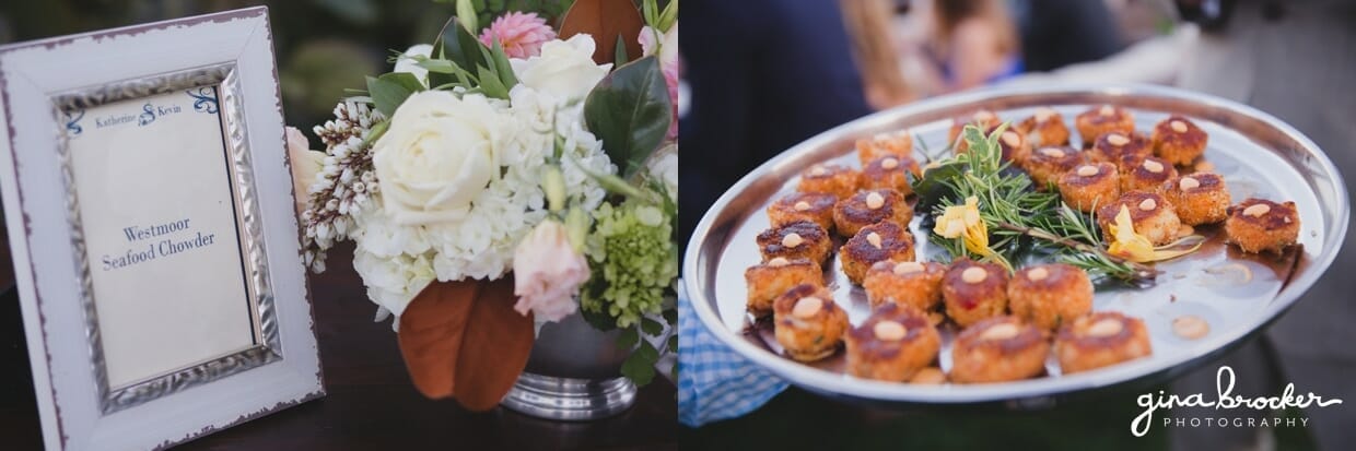 A detailed photograph showing the Westmoor Seafood Chowder and delicious food on offer during the Nantucket Wedding at the Westmoor Club