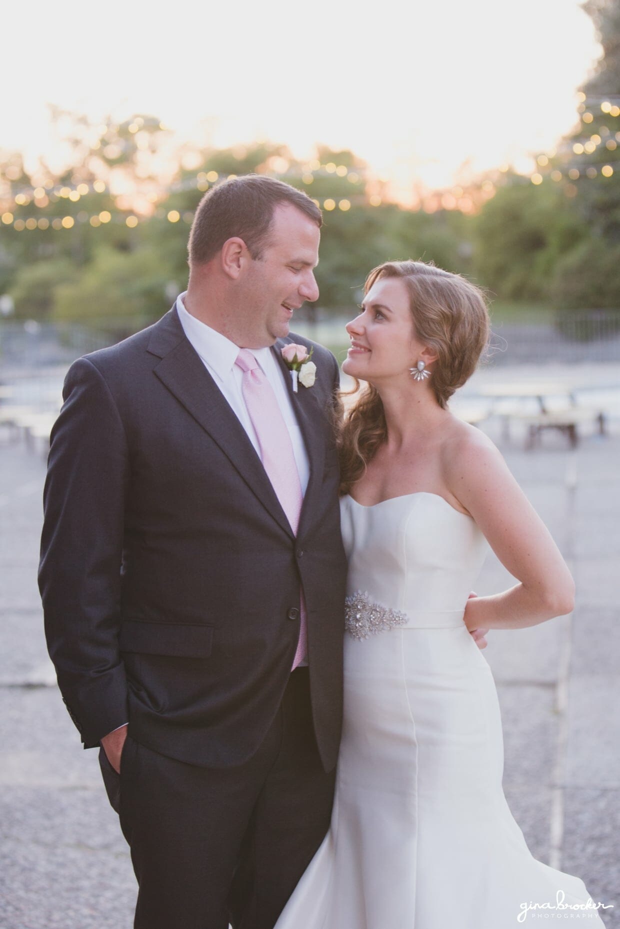A sweet and romantic sunset wedding portrait during a classic and elegant wedding in Boston, Massachusetts