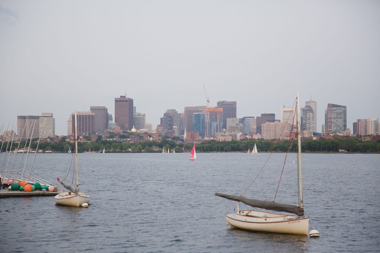 A beautiful view of the Boston skyline from the Charles River.