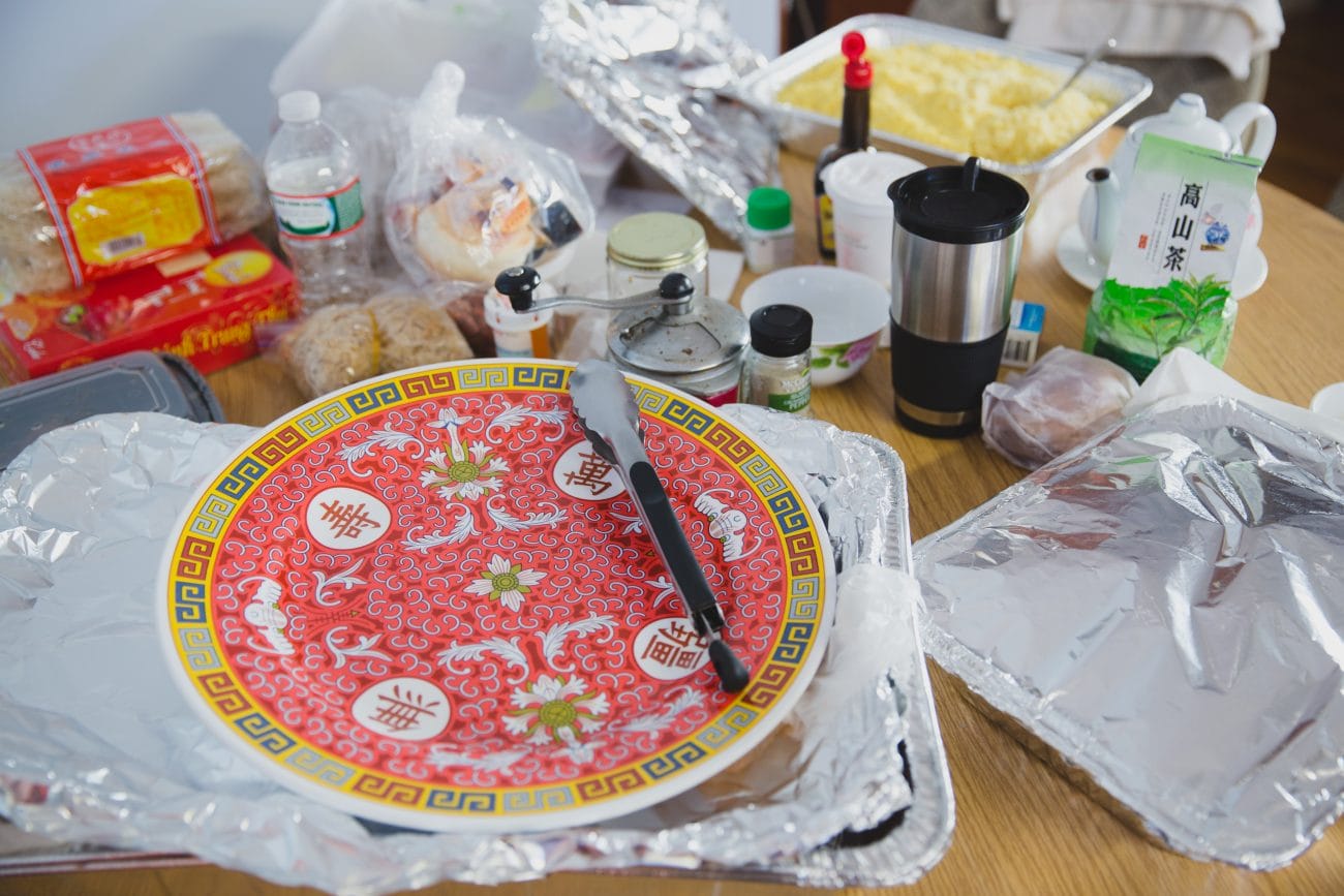 A detailed photograph of the food being prepared for a vietnamese tea ceremony in Boston
