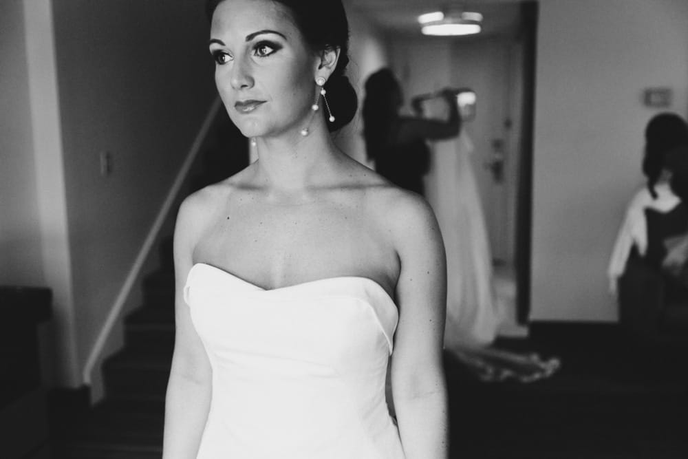 A documentary photograph of a bride getting ready at the Hyatt Regency Hotel in Newport, Rhode Island
