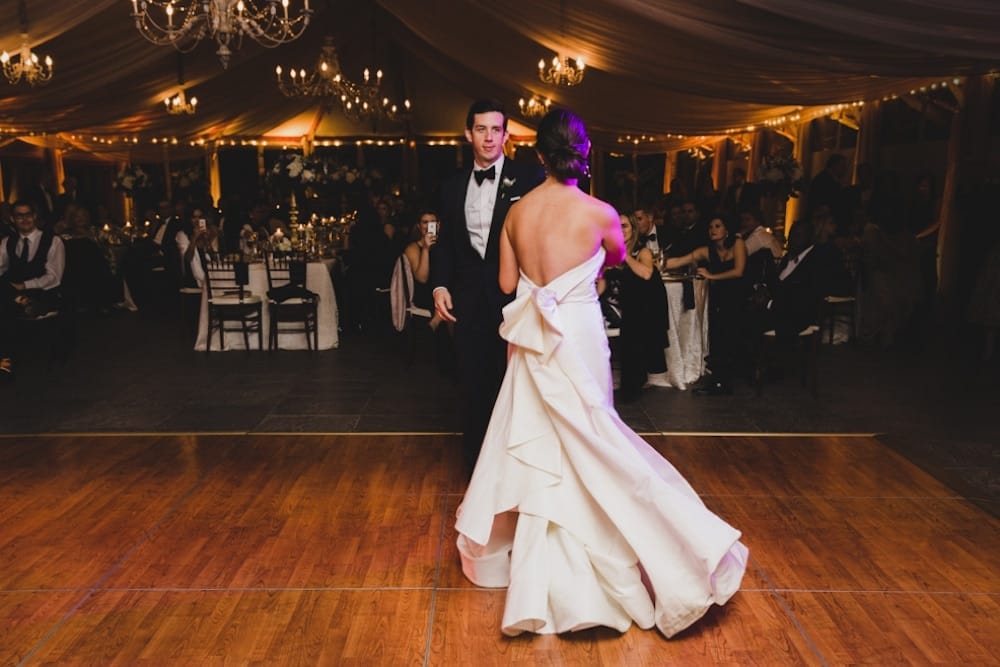 A bride and groom share their first dance during their Castle Hill Inn Wedding in Newport, Rhode Island