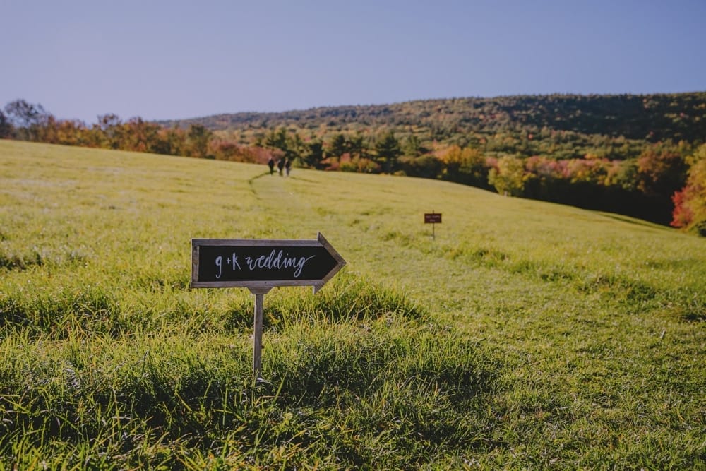 A photojournalistic photograph of a beautiful outdoor wedding venue at Kitz Farm in New Hampshire