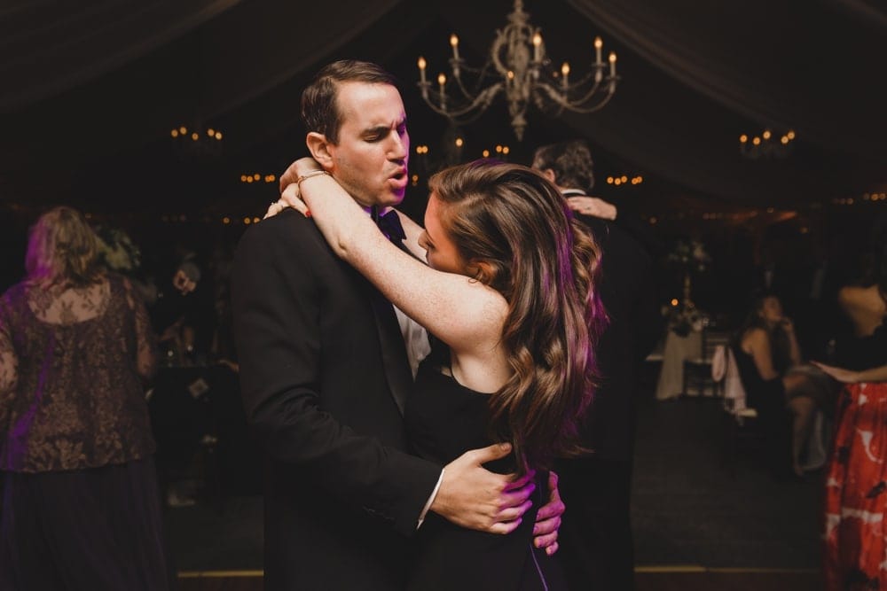 A documentary photograph of a couple dancing at a Castle Hill Inn Wedding in Newport, Rhode Island