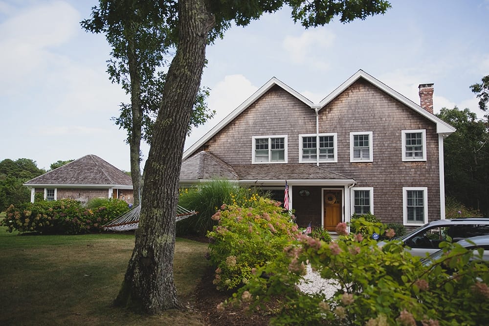 A documentary photograph of the groom's family home on the day of his wedding in Martha's Vineyard