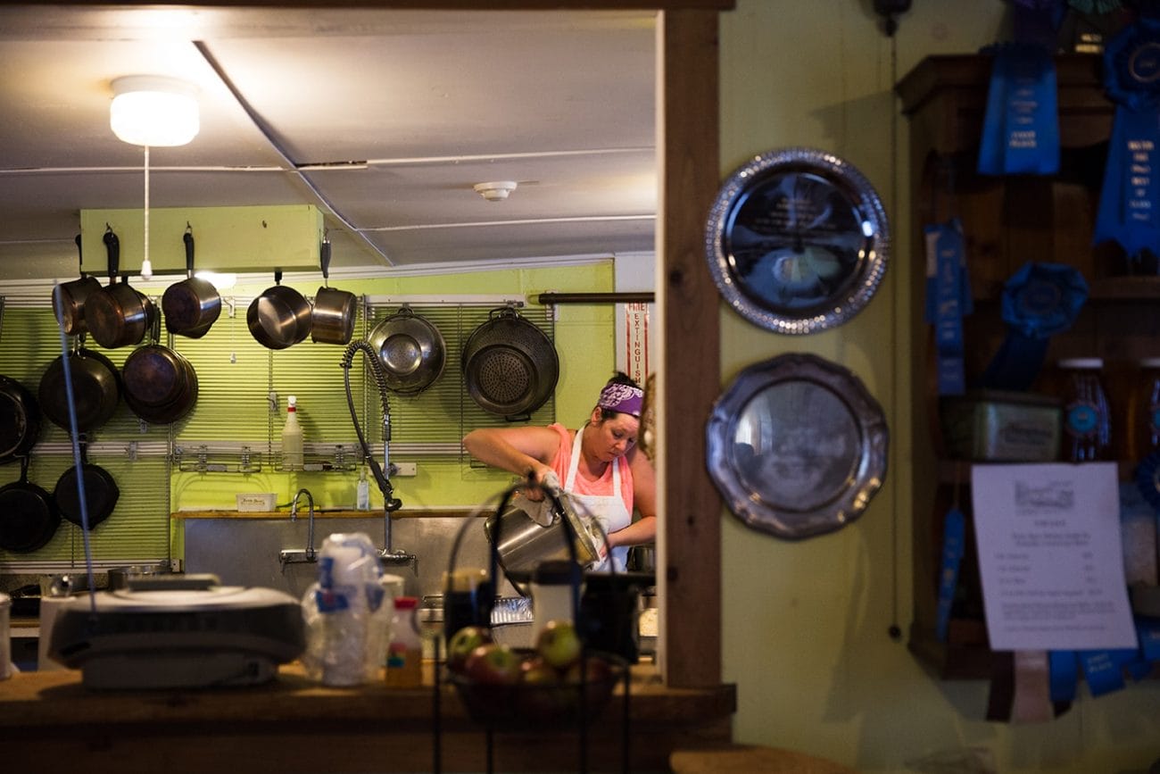 A documentary photograph of food being prepared at a Friendly Crossways Wedding