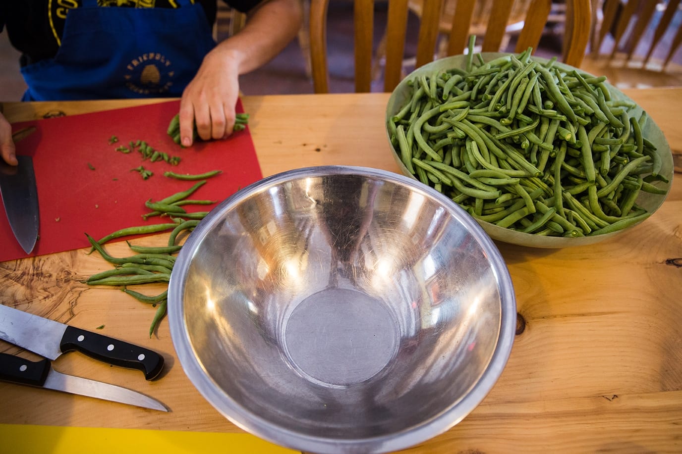 A documentary photograph of food being prepared before a Friendly Crossways Wedding