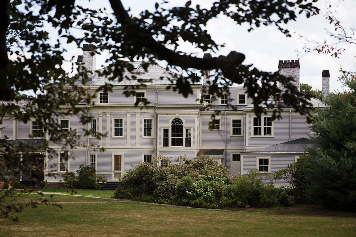 A artistic photograph of Lyman Estate during a summer wedding in Massachusetts