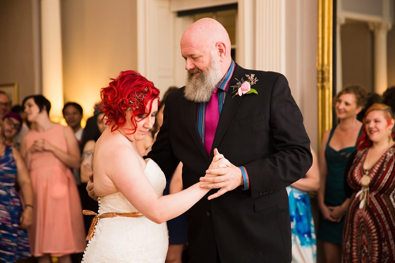 A documentary photograph of father daughter dance at a Lyman Estate Wedding in Boston, Massachusetts