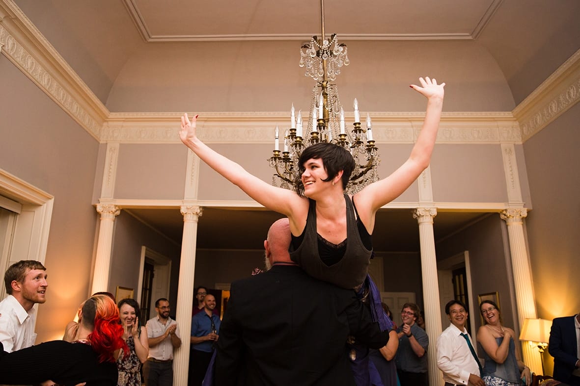 A documentary photograph of guests dancing during a Lyman Estate Wedding in Boston, Massachusetts