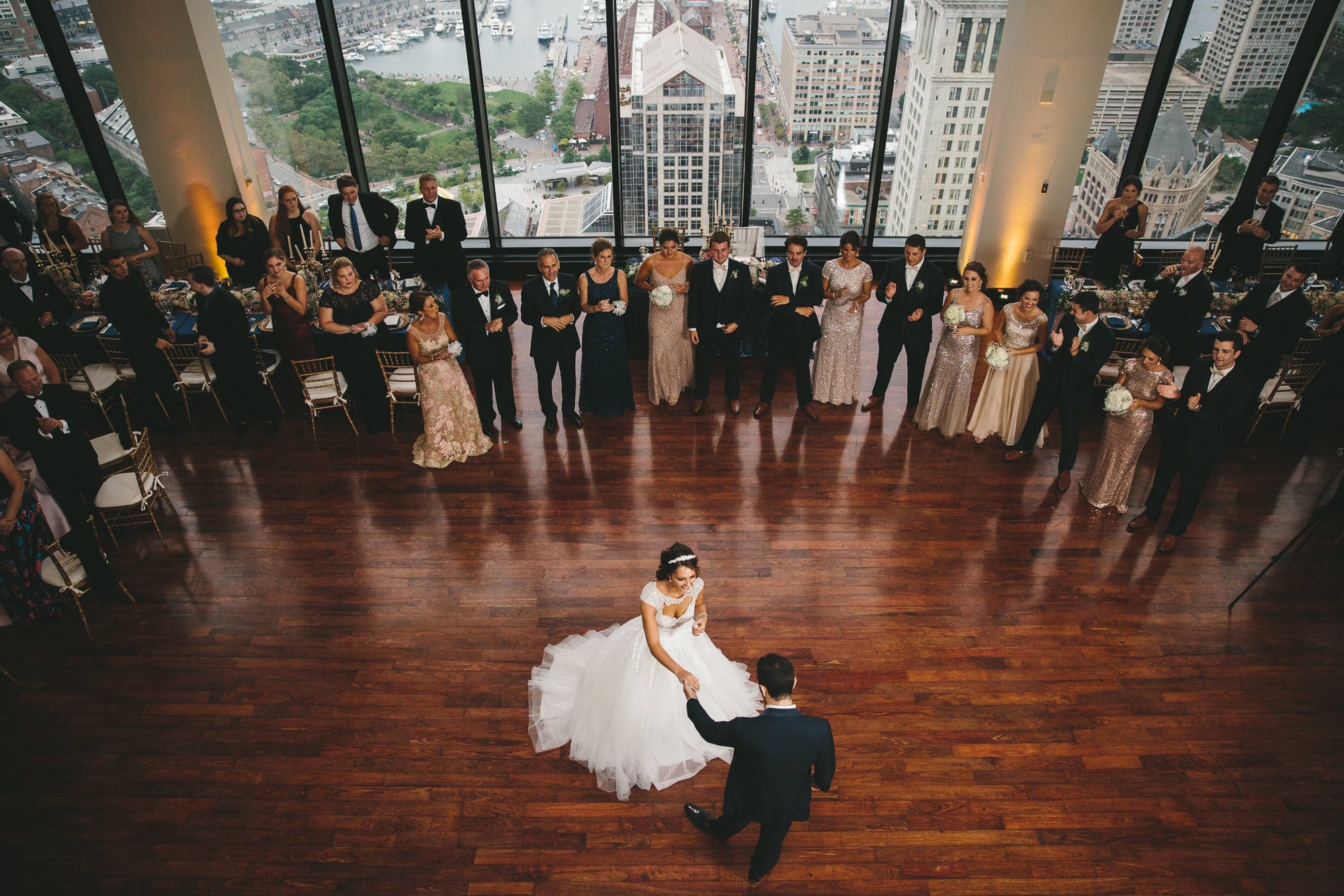This artistic photograph of a bride and groom sharing their first dance at the state room is one of the best wedding photographs of 2016