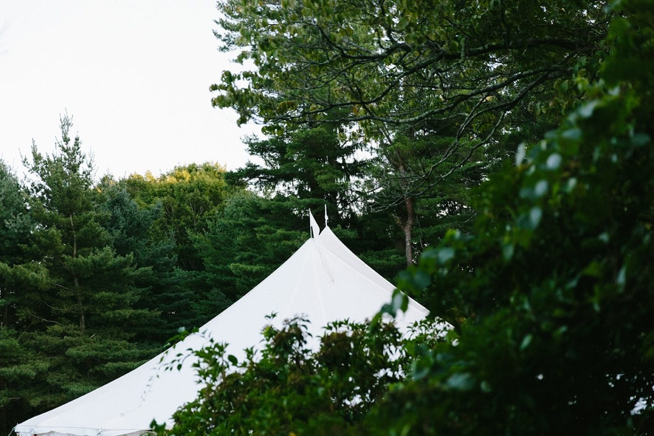 An artistic photograph of the tent at a Moraine Farm Wedding in Beverly, Massachusetts