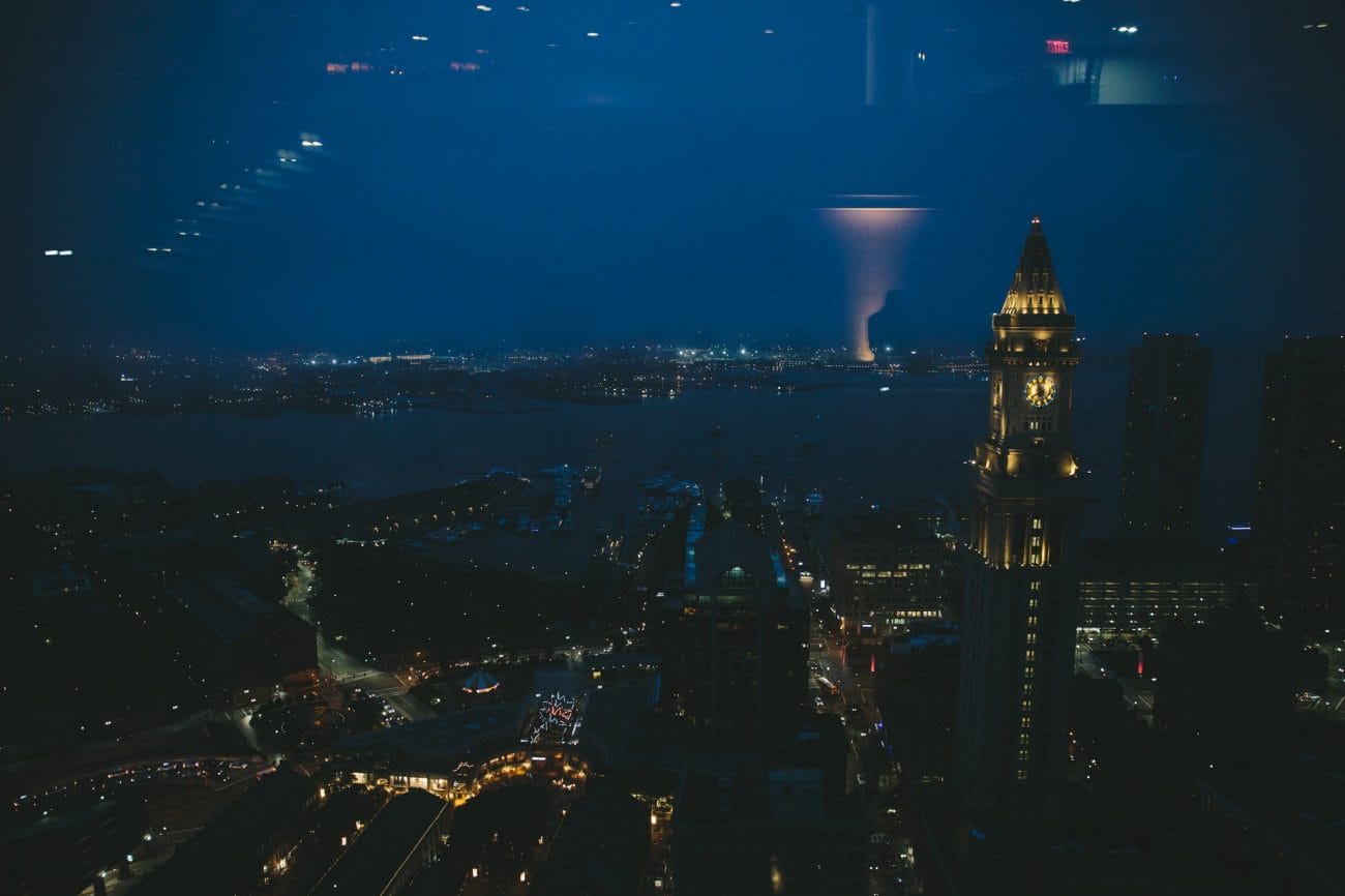 An artistic photograph of a Boston view during a State Room Wedding in Boston, Massachusetts