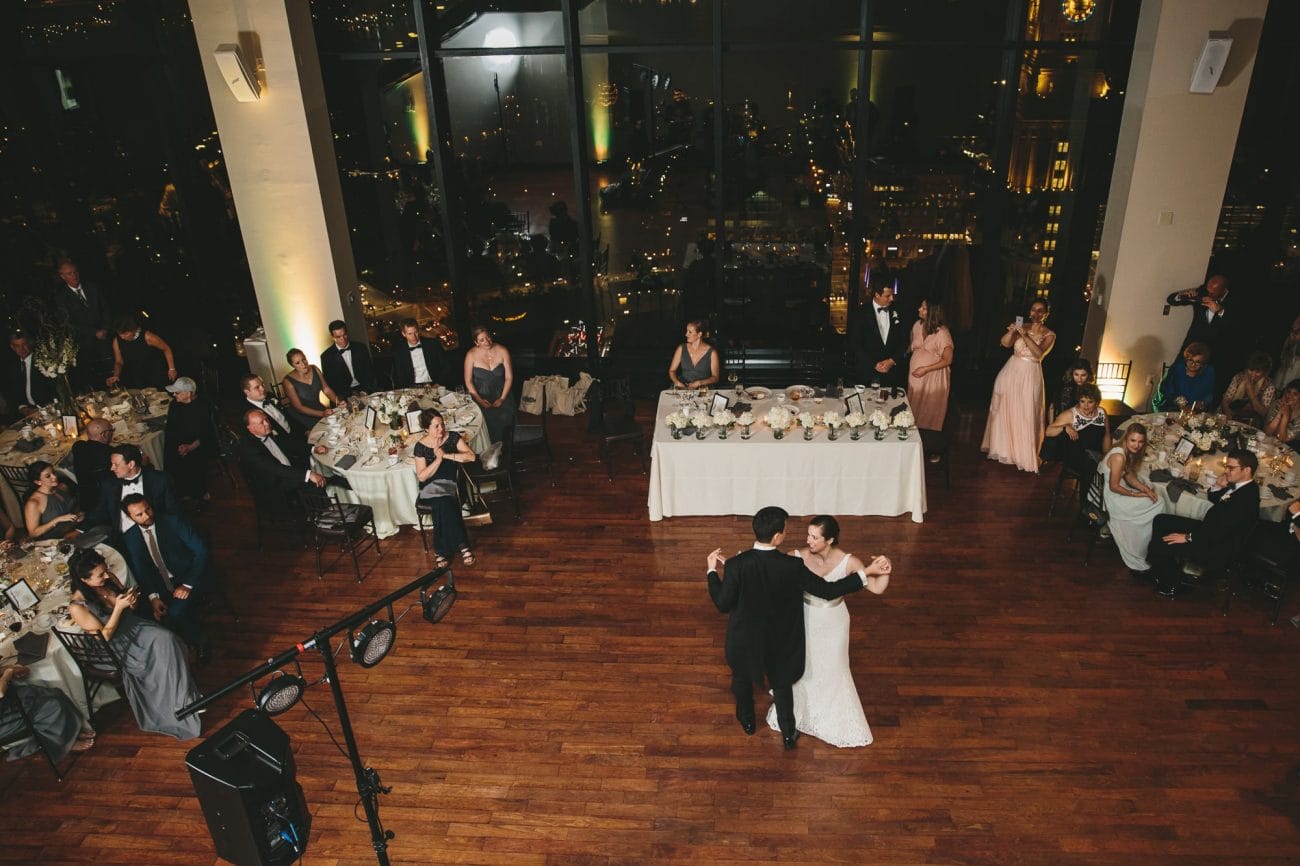 A documentary photograph of a bride and grooms first dance at a State Room Wedding in Boston, Massachusetts