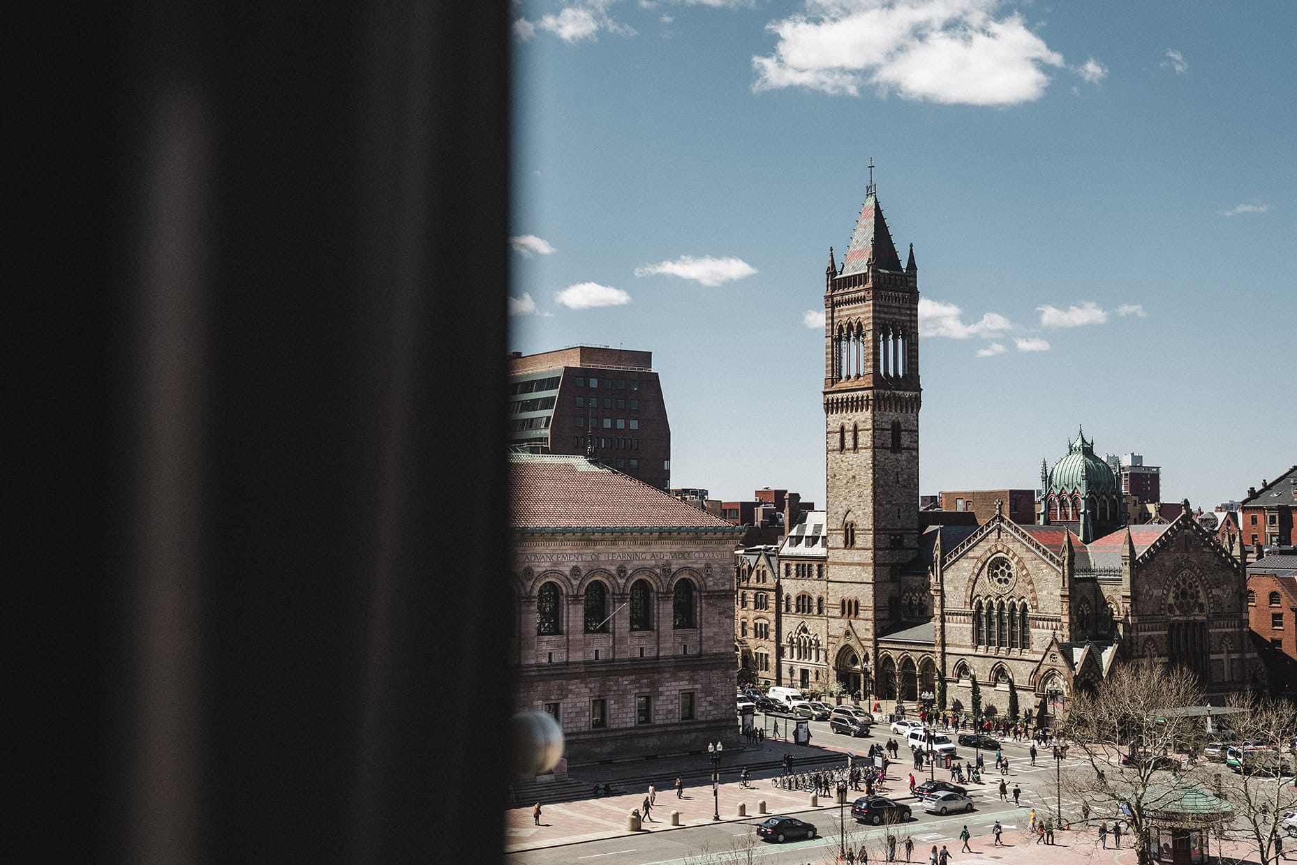 A photojournalist view from the Fairmont Copley window during the wedding preparations