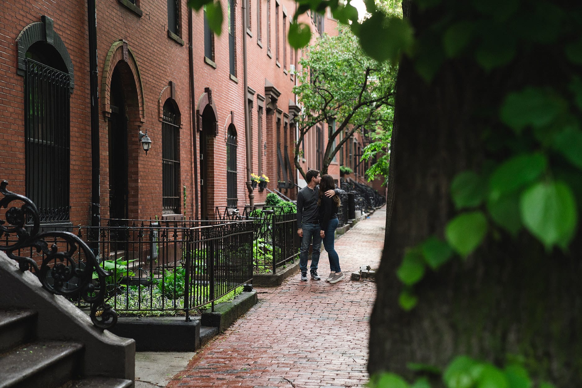 A documentary engagement session in their South End neighborhood of Boston